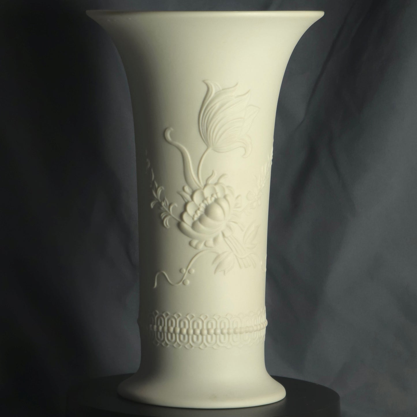 AK Kaiser Matte White Bisque Porcelain Vase w/ Floral Relief - Model 384/20