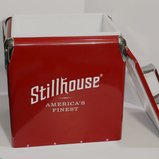 Stillhouse Red Metal Cooler Ice Chest Retro Locking Handle 12 Can Bar Decor