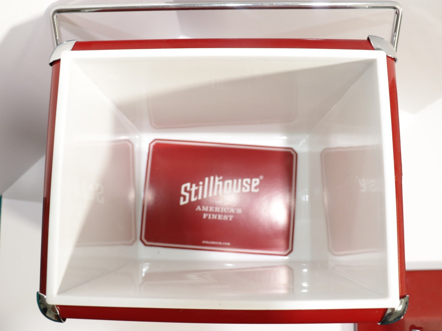 Stillhouse Red Metal Cooler Ice Chest Retro Locking Handle 12 Can Bar Decor