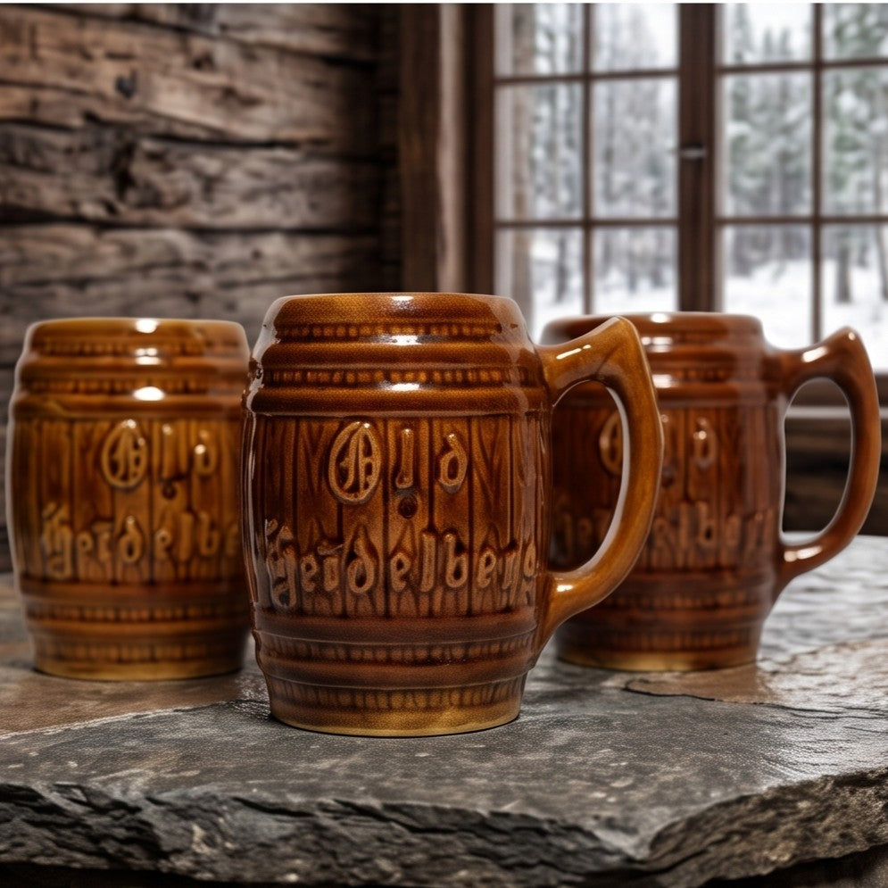 Old Heidelberg Stoneware Mugs - Set of 3